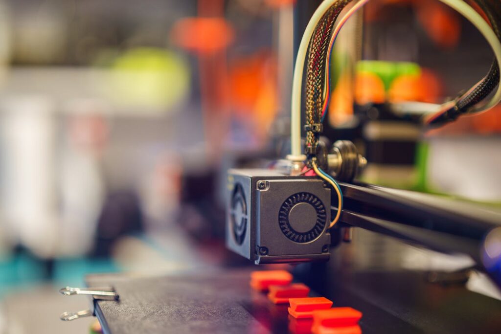 A 3D printer creating a complex object with precision.
